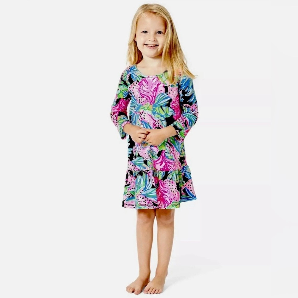 Lilly Pulitzer Girl's Jena Dress Onyx Jaguar Jungle Size L 8/10 NWT